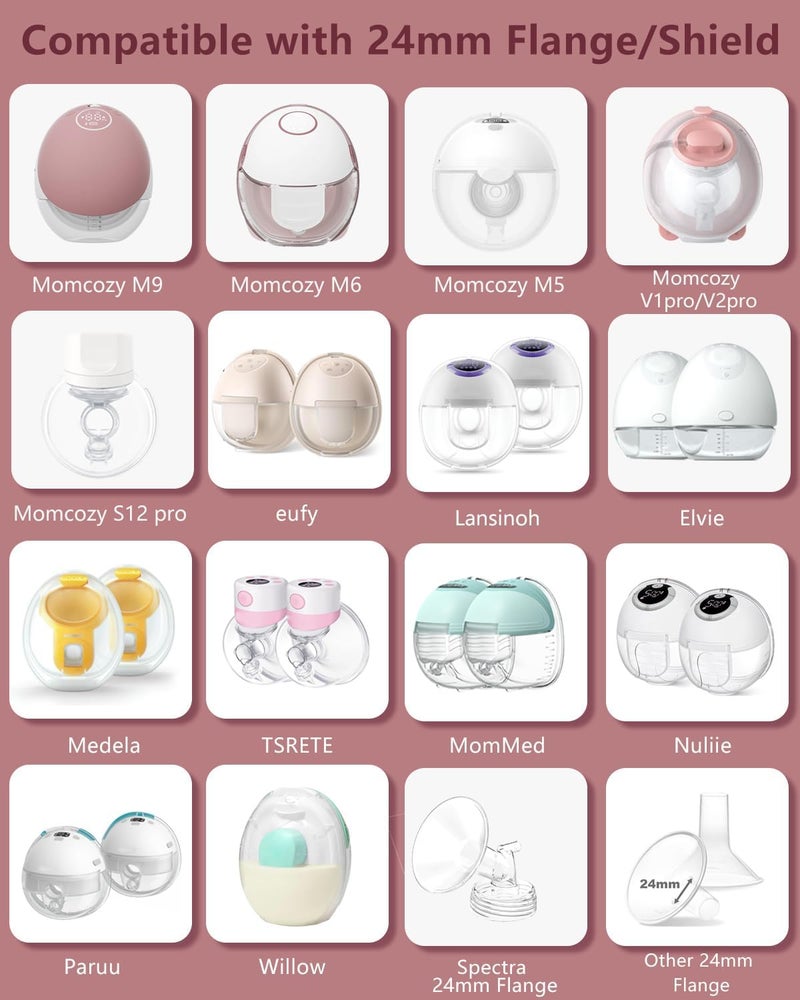 BDICOVE 4 قطع إدخال فلانج 13 مم متوافقة مع مضخة الثدي Momcozy M5/M9/M6/V2 Pro/V2 pro/S12 Pro/S9 Pro/Spectra/Medela/eufy/Elvie/Lansinoh/Paruu P10، ومعظم دروع 24 مم - Image 2